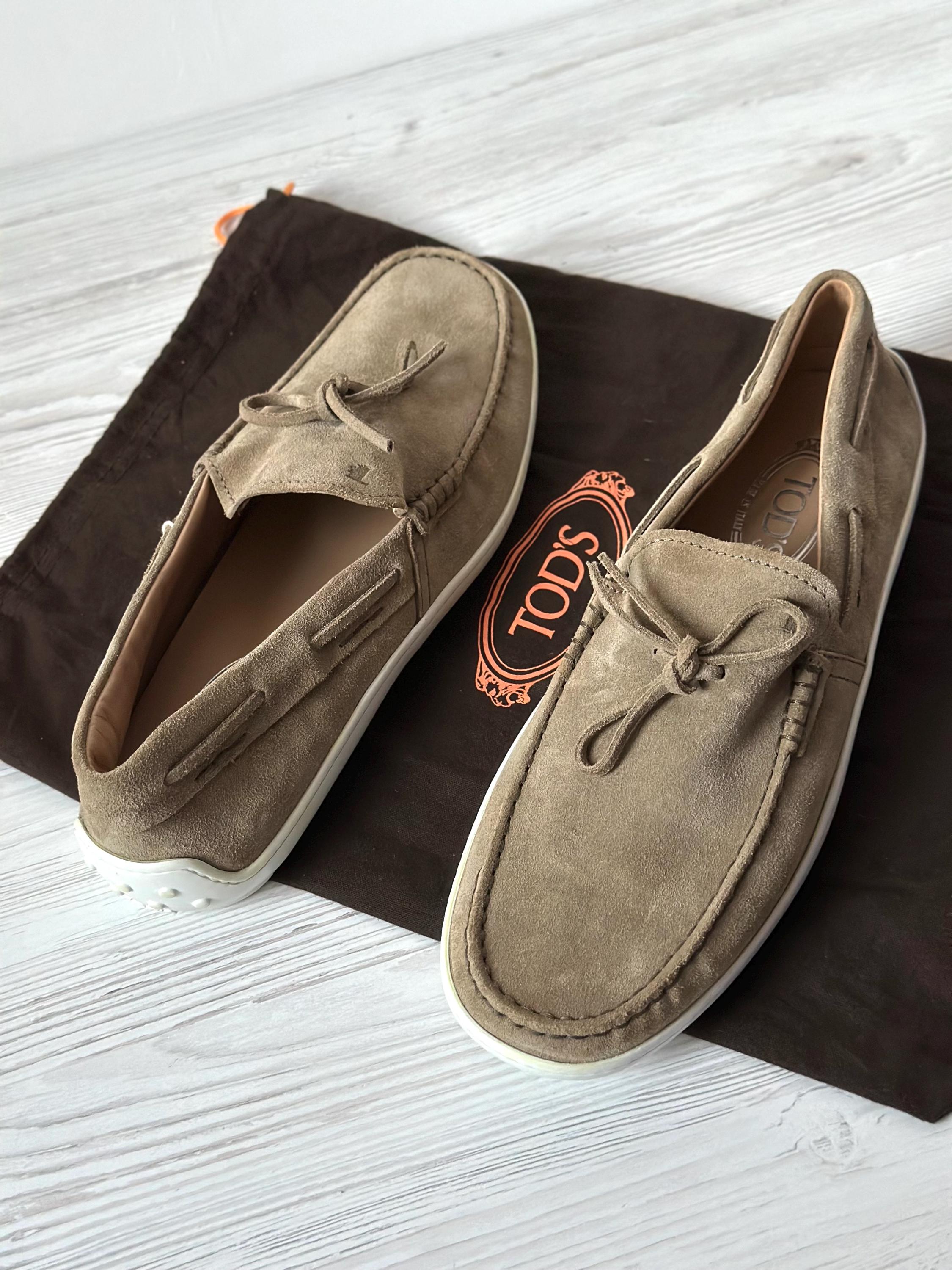 Men’s TOD’S Laccetto Loafers Grey Suede Genuine Leather Shoes Size 6 Tod main image 4