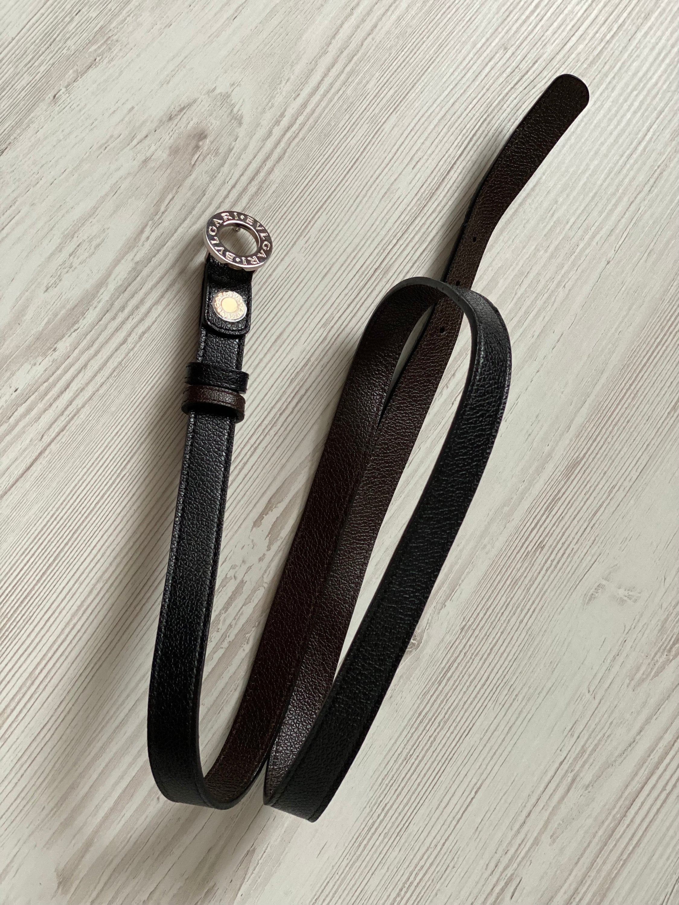 BVLGARI Reversible Belt Black Brown Color Genuine Leather Vintage