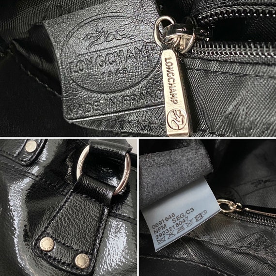 Longchamp Paris patent genuine leather Bag Tote l… - image 7