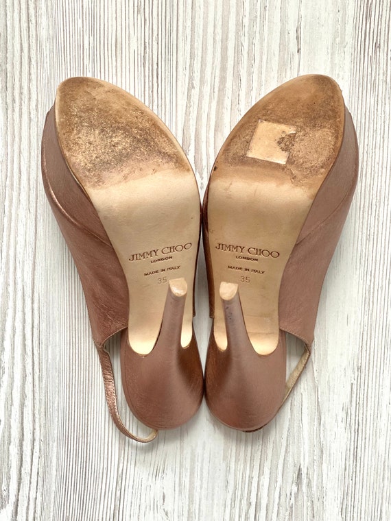 JIMMY CHOO London Heels Genuine Leather Slingback Platform Sandals