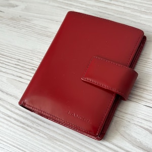 LANCEL Paris Small Wallet Genuine Leather Red Color woman Vintage Luxury