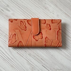 Mario Hernandez MH Lange Brieftasche Exklusives Design Frau Echtleder Organizer Kartenhalter Orange Farbe Kolumbien Luxus Vintage
