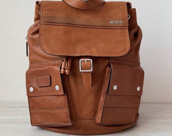 TUMI x Ducati Backpack with patches Genuine Leather Brown Color Man Woman Unisex Luxury Vintage
