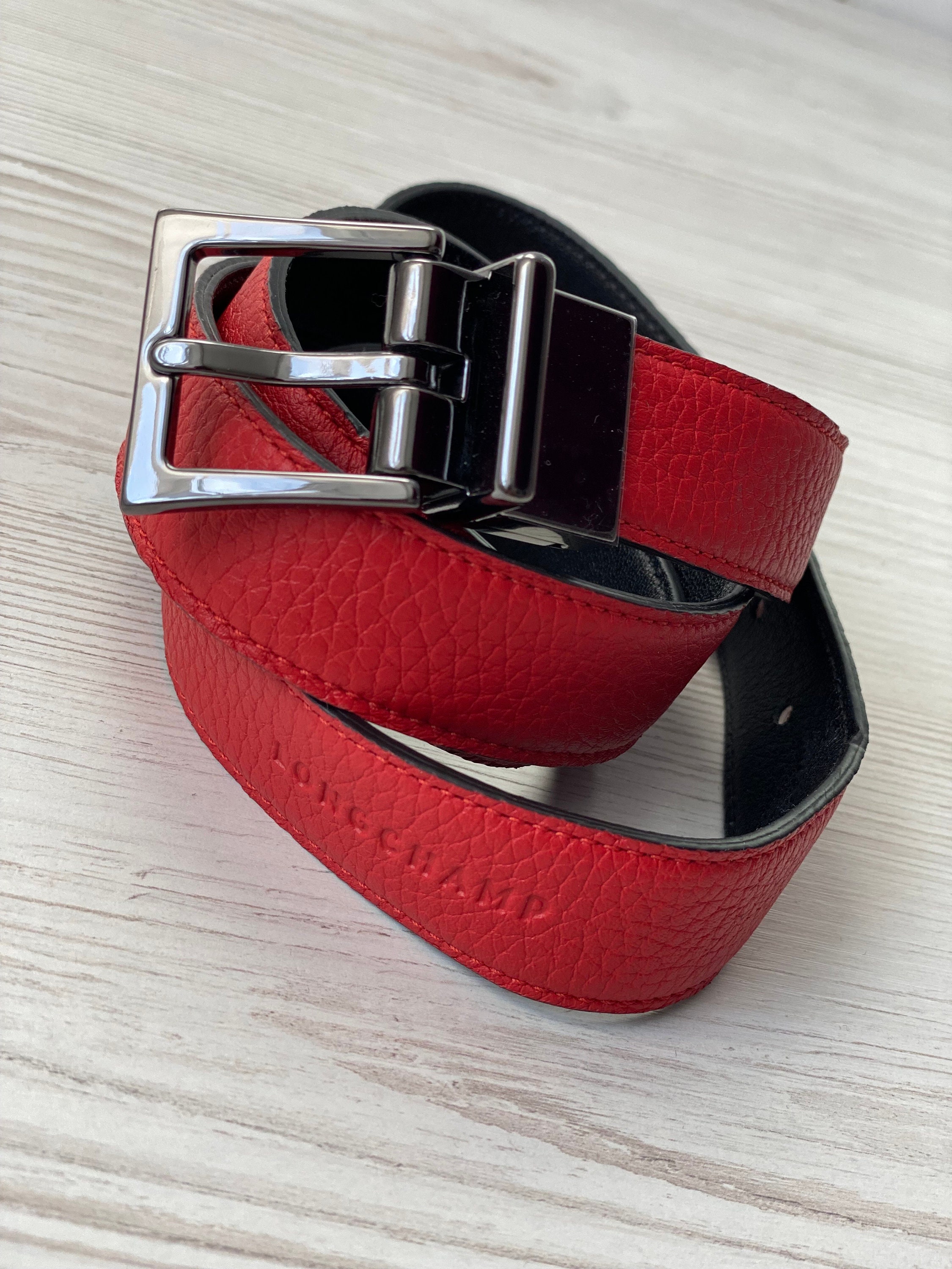 Longchamp black belt orange stitching chrome buckle 90’s. like new! Le Pliage Energy M Belt bag Black - Canvas | Longchamp US main image 3