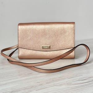 Kate Spade New York Crossbody Kleine Tasche Brieftasche für Handy aus echtem Leder Bronze Farbe Frau Vintage Luxus