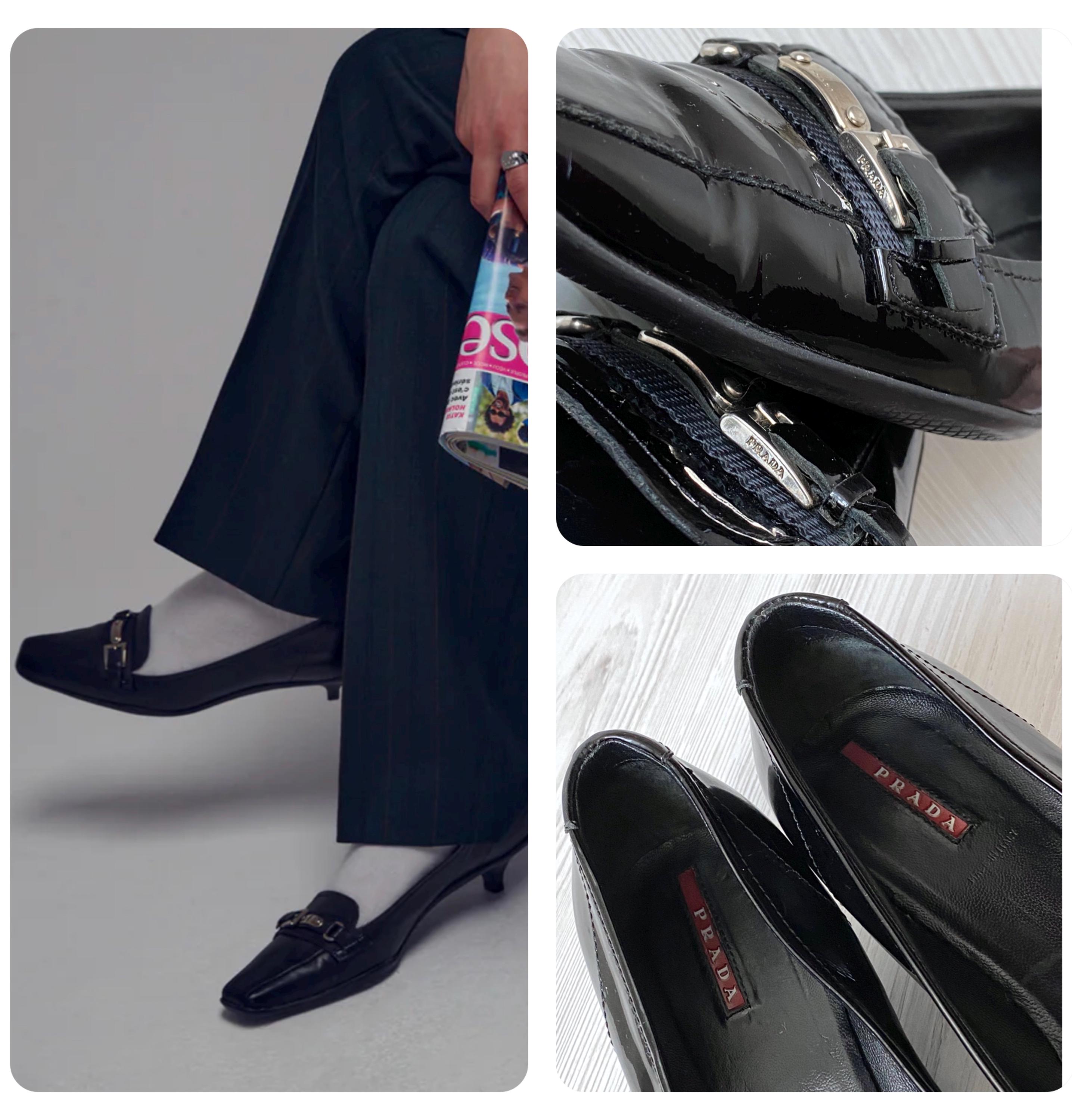 PRADA Sport Vintage Heels Buckle Linea Rossa Rubber Sole