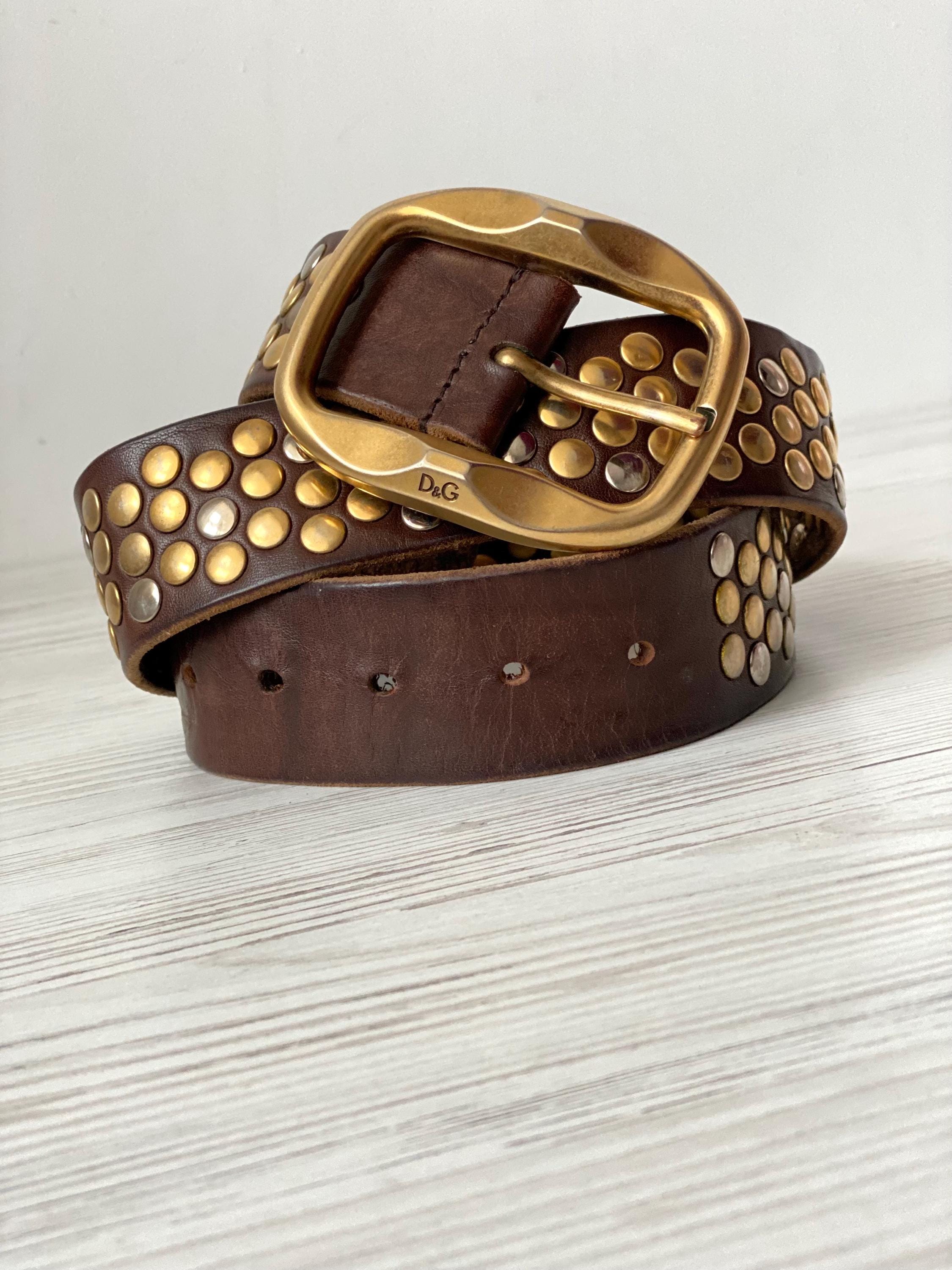 小物 DOLCE&GABBANA BROWN STUDS LEATHER BELT Dolce & Gabbana studded leather genuine brown men's belt | eBay