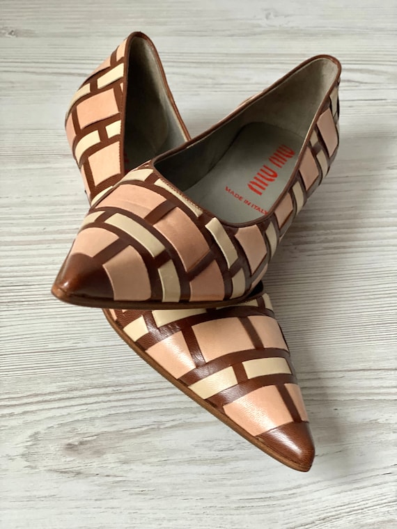MIU MIU Vintage Pumps Heels Flats Genuine Leather Woman