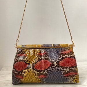 Charles Pele Genuina Beau sac à main vintage en peau de serpent pour femme sac à bandoulière en cuir exotique véritable petite taille rétro
