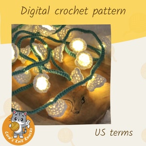 Flower garland crochet pattern, Flower lights crochet pattern, Flower light garland pattern