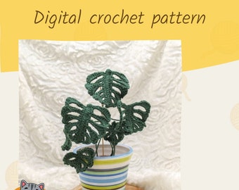 Monstera Crochet Pattern - 3 Leaf Sizes (Digital Download)