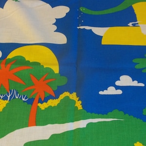 Dinosaurs Gentle Giants Prehistoric Panorama Fabric Panel - 35&quot; X 60&quot;