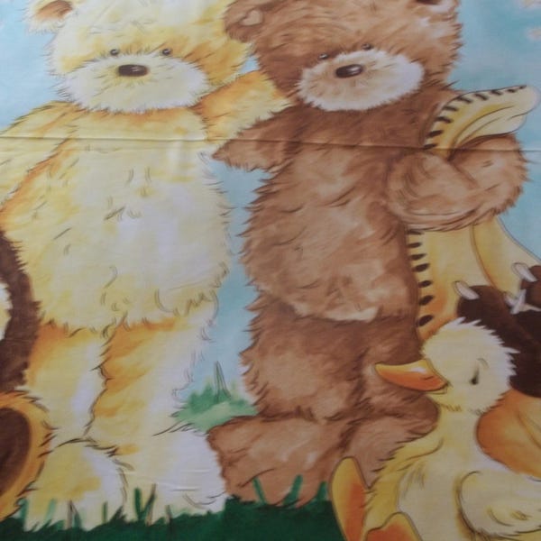Popcorn The Bear Baby Quilt Panel - 42 1/2" X 35"