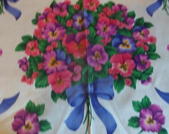 Pansies and Bows 1/2 yard Applique Panel