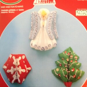 Christmas Spinners Felt Dimensional Ornaments Kit - Set of  3
