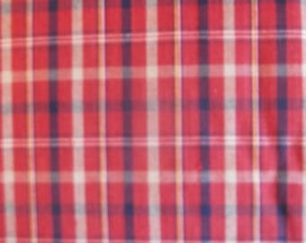 Berry, Navy, And Beige Plaid Fabric