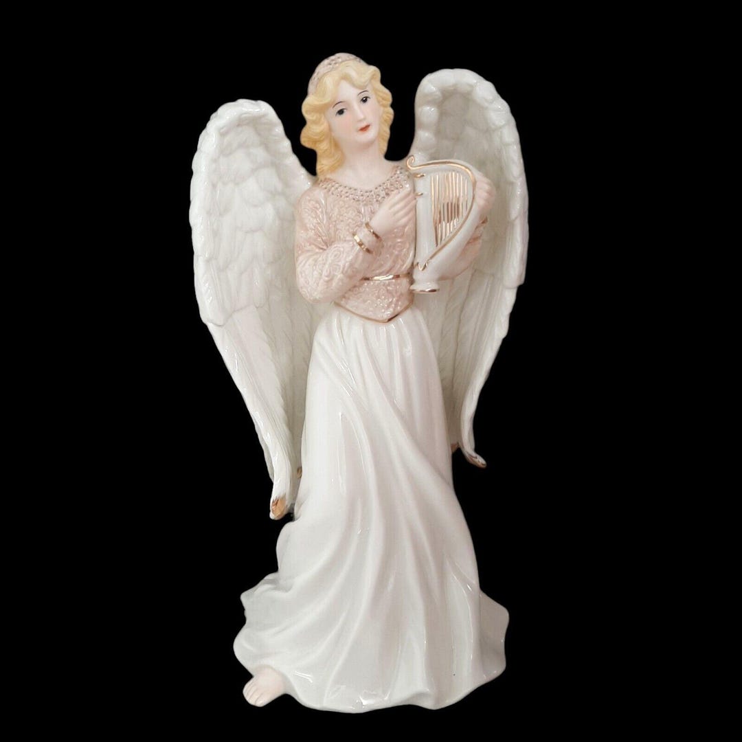 Trimmings Dillards Musical Angel Harp Jade Porcelain With 24KT With Box ...