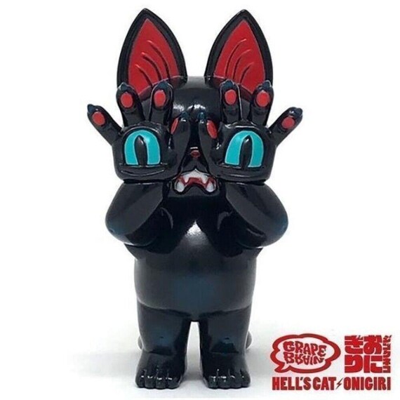 GRAPE BRAIN Sofubi Figure Jigoku Neko Onigiri Hell's Cat Black