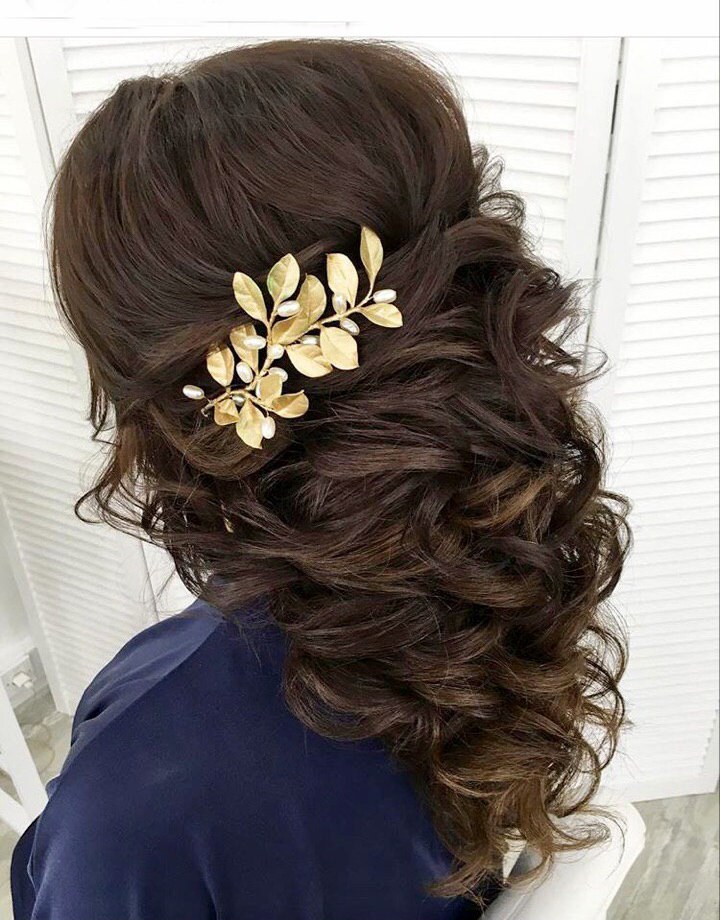 Gold Leaf Diamond Hair Piece