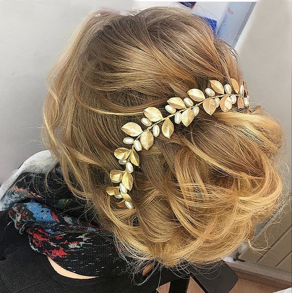 Gold Leaf Head Piece Gold Leaf Hair Piece Grecian Head Etsy