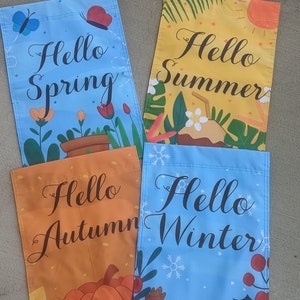 Seasonal Outdoor Garden Flags - Assorted 4 Pack - 18&quot; x 12&quot; Large Yard Signs - Premium Double Sided Designs