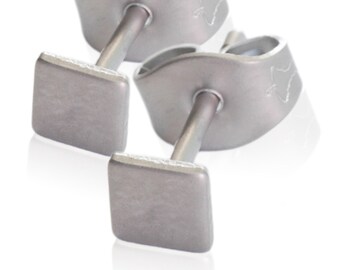 Kirsten Sander Stainless Steel Square Mini Square Stud Pair of Earrings