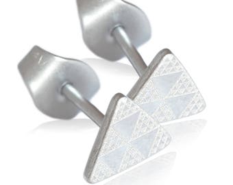 Kirsten Sander Stainless Steel Multi Triangle Symbols Stud Pair of Earrings / Studs