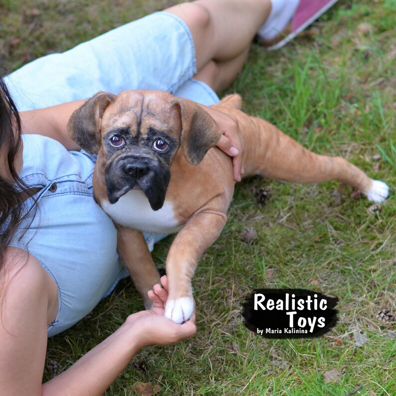 Chance is a German boxer Realistic Life-size Replica Pet portrait Realistic stuffed animal