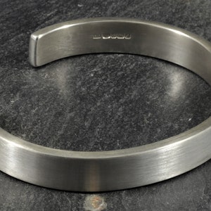 Heavyweight Brushed Sterling Silver Cuff Bangle  (54g 1.9oz), 9.5mm wide | Personalised Torque Bracelet for Men and Women