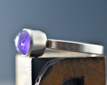 Amethyst Cabochon Stacking Ring, Fine Silver, February Birthstone