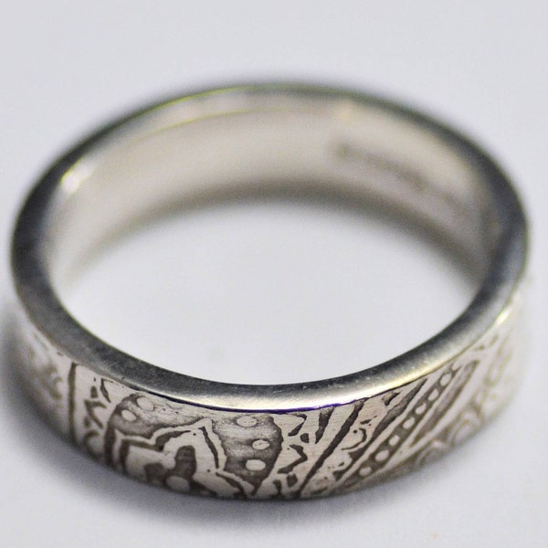 Paisley Pattern Ring, 5mm wide band | mens silver ring, womens silver ring, sterling silver ring, personalised ring, wedding ring