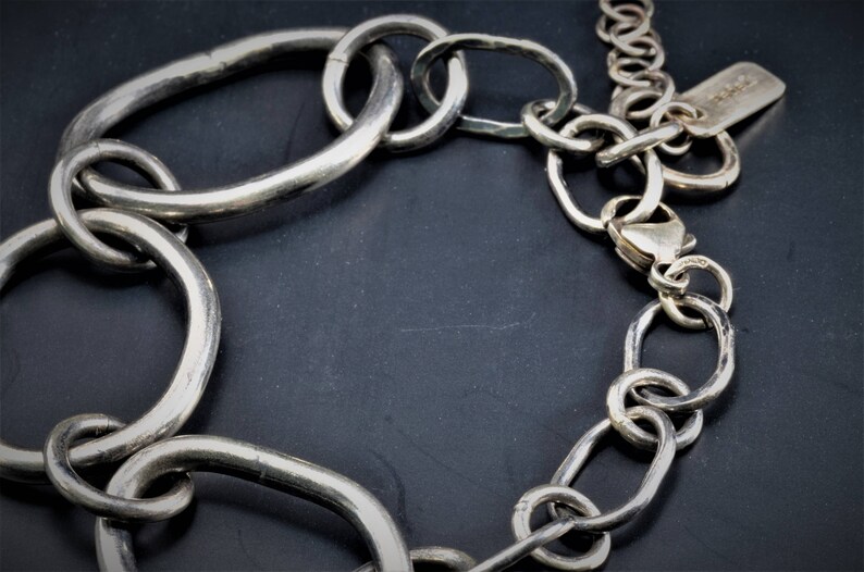 boho adjustable Bracelet: Random Links rock n roll jewelry heavy Oxidized links artisan piece big chain unique jewellery