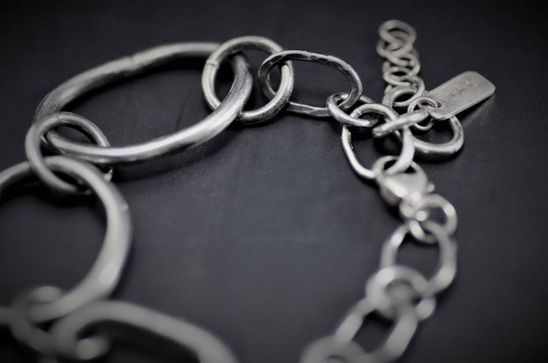 boho adjustable Bracelet: Random Links rock n roll jewelry heavy Oxidized links artisan piece big chain unique jewellery