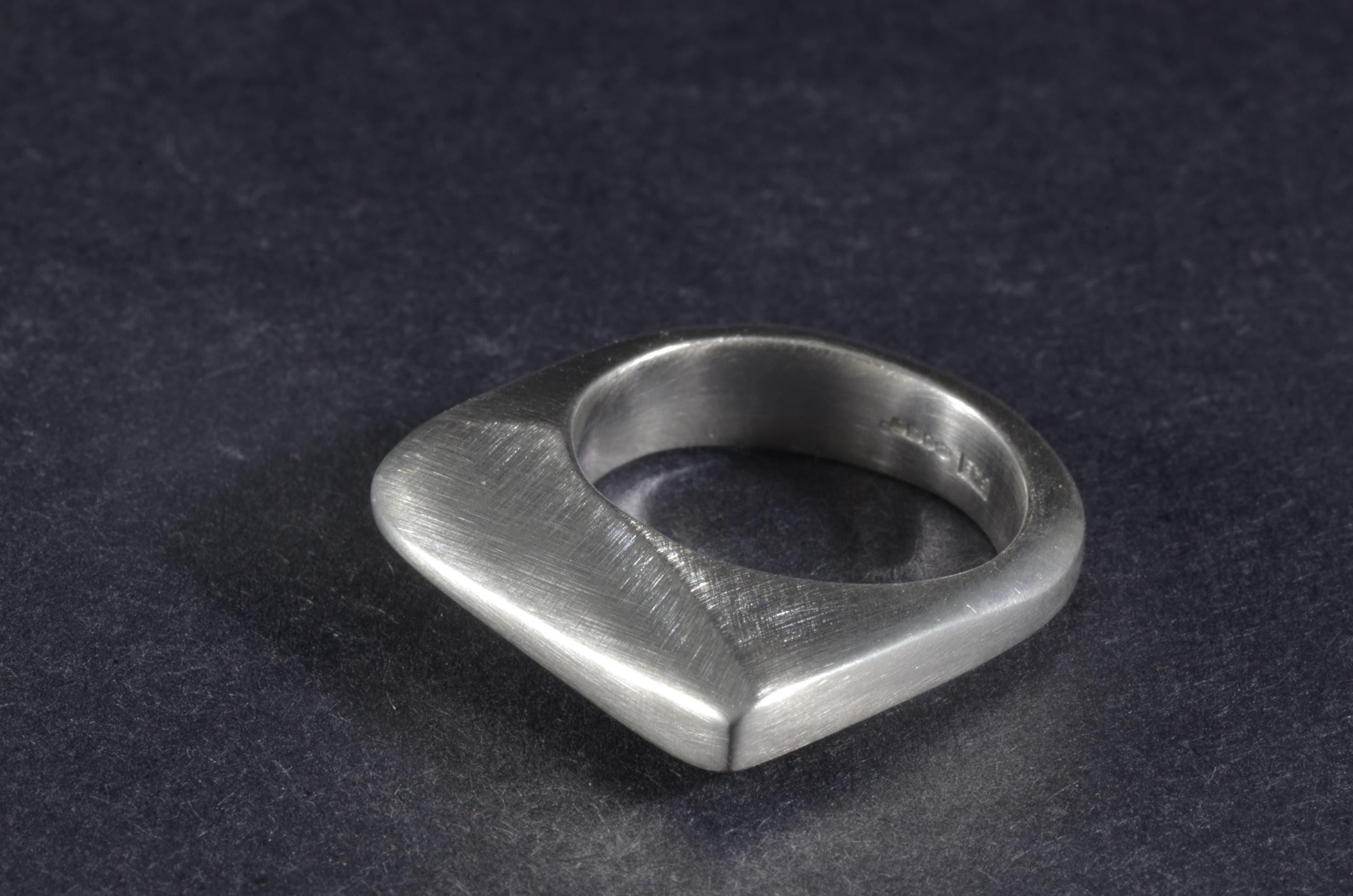 Geometric Ring No. 22 | size M, Heavyweight Asymmetrical Ring, mathematical design, statement ring, unique design ring, brushed silver