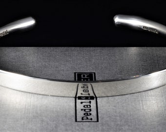 Recycled Sterling Silver Rounded Inner Cuff Bangle (20g 0.7oz) 6mm wide | Personalised Torque Bracelet for Men and Women