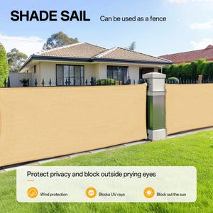 Privacy Shade Sail Fence Cover - UV Block & Windproof - Custom Size Outdoor Screen for Patio, Balcony,Garden - Includes Grommets