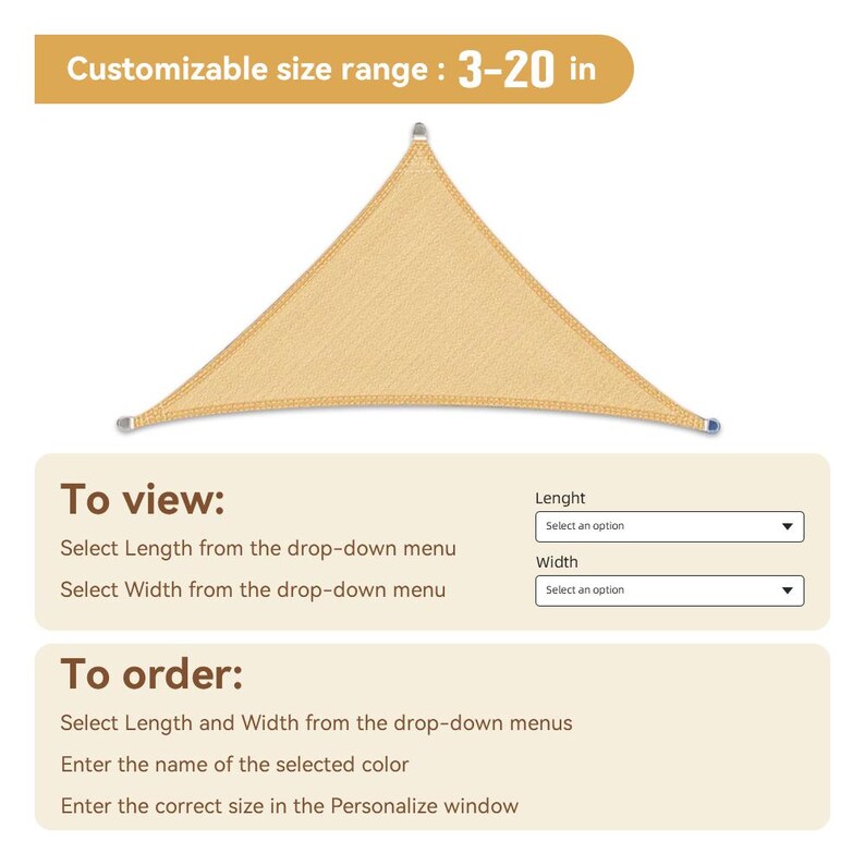 DIY Custom Shade Sail - Stainless Steel Hardware Included - 98% UV ...