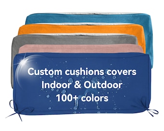 Custom Size Cushion Cover,Replaceable Bench Cushion Cover,80+ Colours for Indoor/Outdoor/Patio Cushion Covers