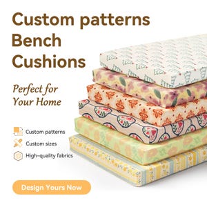 Custom Digital Print Cushion - 4-Inch Thick Bench Cushion - Multiple Dopamine-Style Patterns - For Indoor, Balcony & Patio Use