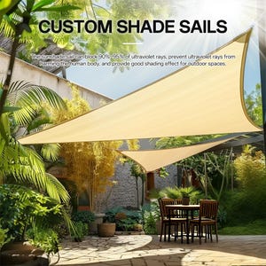 Custom Size Sun Shade 98% UV Block Shade Sail 185GSM Canopy Outdoor Blue Sun Shades Outdoor Patio with Hardware Kit Garden Backyard