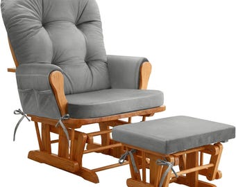 Rocking Chair Cushion Set, High Density Foam Support, with Ties and Non-Slip Bottom, Velvet Fabric Chair Pad, for Living Room, Bedroom,Patio