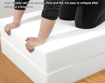 Custom High-Density Foam Cushion - Pure White - DIY Upholstery Replacement for Sofa, Chair, Bench - Personalized Size & Thickness