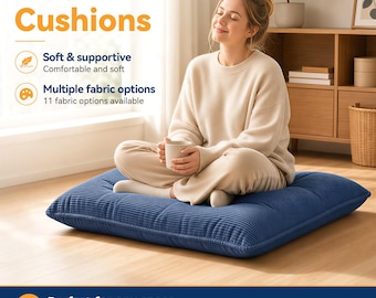 Giant Floor Cushion – Extra Large Tufted Corduroy Meditation Pillow, Square Tatami Mat with Washable Cover for Yoga, Living Room