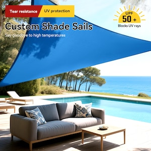 Made-to-Order Sun Block Sail - 98% UV Reflection - Tear Fade Resistant - for Pergola, Terrace & Lawn - Complete Mounting Kit Included