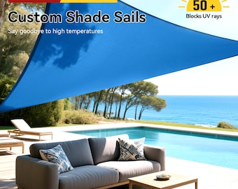 Made-to-Order Sun Block Sail - 98% UV Reflection - Tear Fade Resistant - for Pergola, Terrace & Lawn - Complete Mounting Kit Included