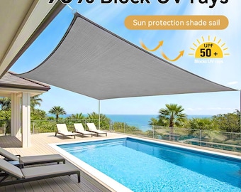 Custom Size Shade Sail - Waterproof & UV Block 95% - Quad Rectangle Canopy for Patio, Pool, Garden - Free Design Tool + Hardware Kit