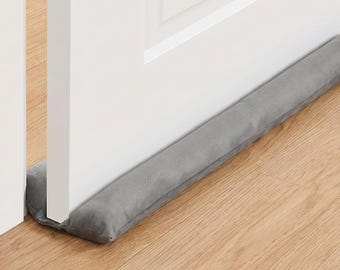 ベルベット製ドア隙間風防止ストッパー 35インチ – 両面防風シール、冷気と騒音を遮断、光漏れ防止隙間埋め、接着剤不要で簡単取り付け