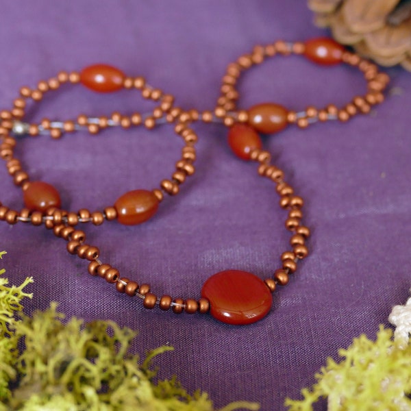 Collier rouge brique en perles