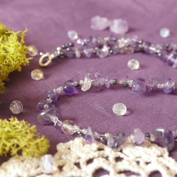 Amethyste & Cristal, collier de perles original et élégant