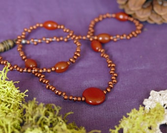 Red brick beaded necklace